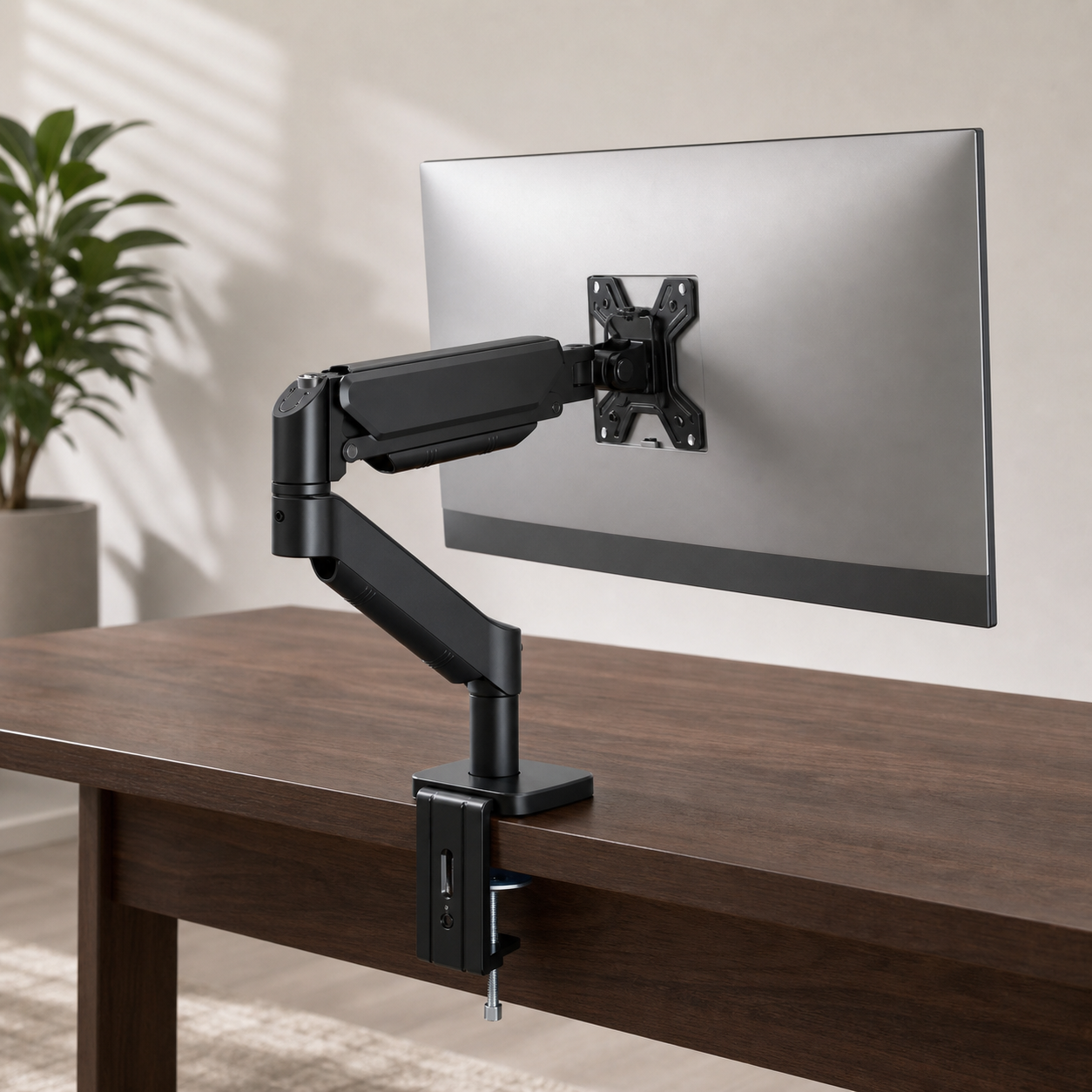 SUPTEK M252 single monitor arm, angled presentation view